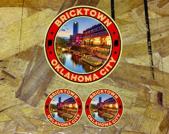 Bricktown OK Oklahoma OKC Vintage Decal Sticker 3.8" 3 for 1