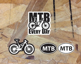 MTB Every Day Mountain Bike Biking Sticker kit pack decal Black & White - 3 for 1