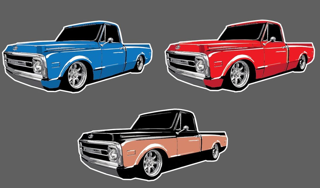 Chevy C10 1967 1698 1969 1972 Pickup Truck Vector Editable Art - Png ...