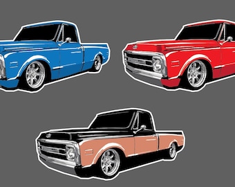 Chevy c10 1967 1698 1969 1972 Pick-up Truck Vector bewerkbare kunst - Png, Pdf, AI, Eps, Svg, Jpg