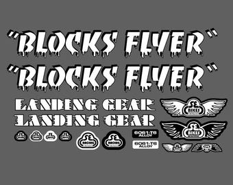 SE Bikes Bmx Blocks Flyer Drip Landing Gear Stickers Decals Bike Kit -White/Black - Choose Any Colors