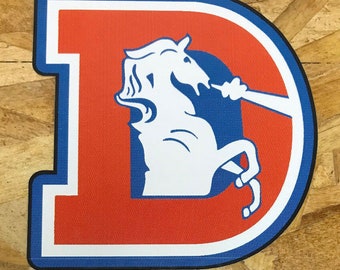 Denver Broncos D Old School Vintage Orange Helmet Decal Sticker 3.75&quot;