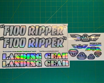 SE Bikes Bmx F100 Ripper Landing Gear Stickers Decals Bike Kit - Chrome/Black - Other Color Options Avail.
