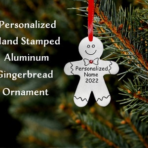 Spread some holiday cheer with a customized hand-stamped gingerbread ornament!