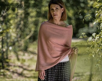 Rose gold poncho, knitted poncho wrap top, lace poncho scarf, infinity scarf, shoulder cover up, summer snood for women