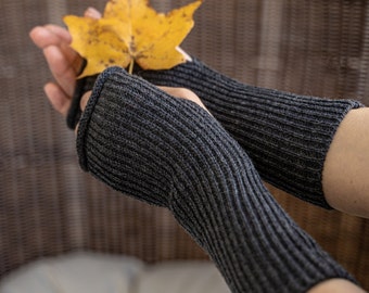 Cashmere wool wrist warmers, fingerless gloves, knitted arm warmers, wollen mittens, half finger gloves, hand warmers