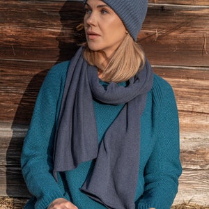 Pale gray blue cashmere scarf, cashmere travel wrap, soft kashmiri shawl, lightweight merino wool scarf for women image 3