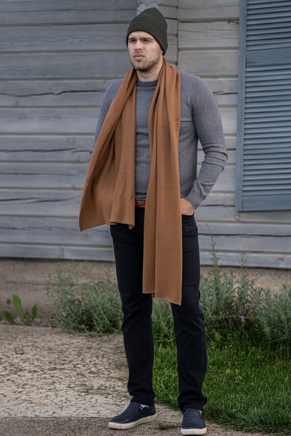 Merino Wool Blanket Scarf for Men Long Travel Wrap Knit Etsy UK