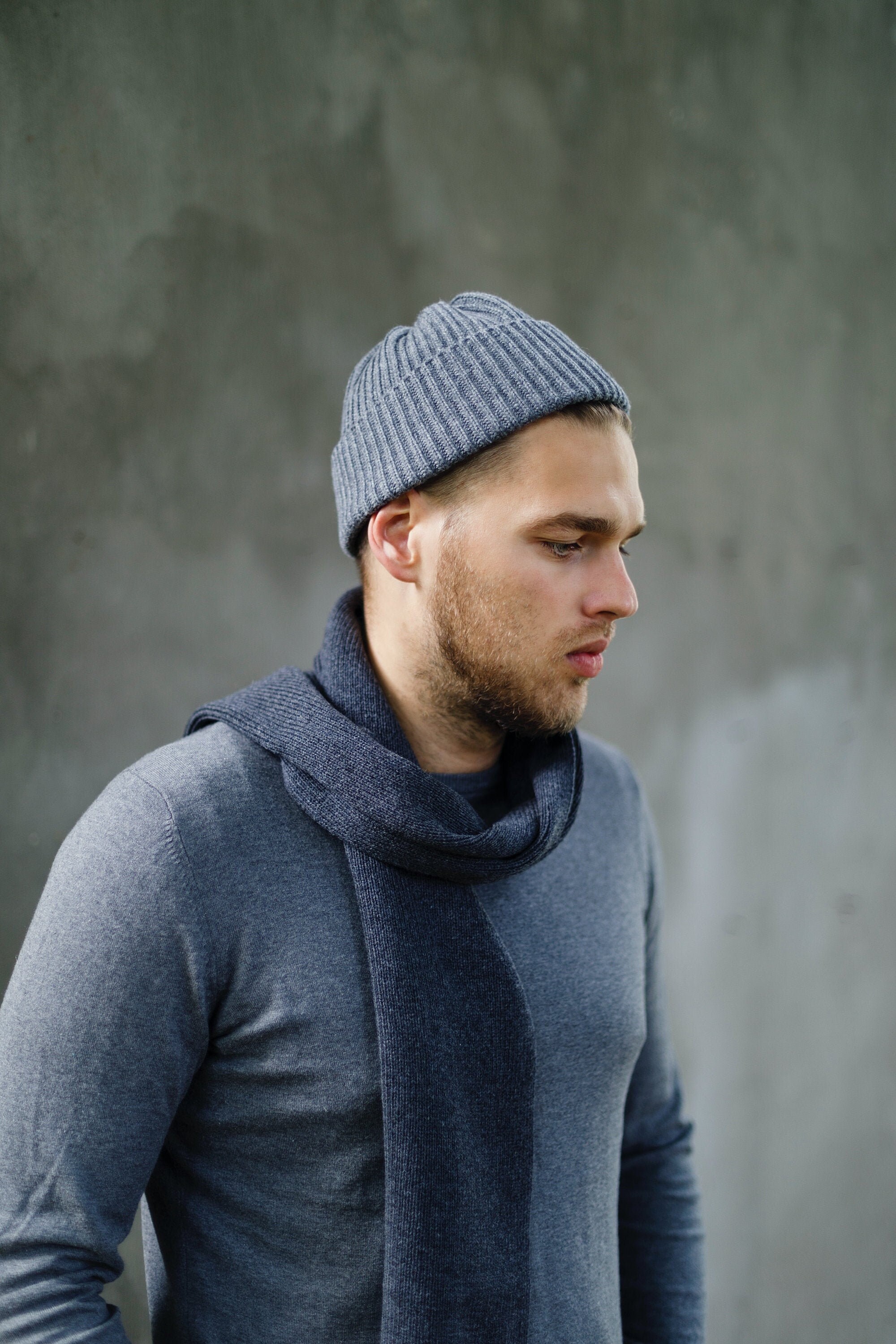 Cuffed Beanie Hat Chunky Merino Wool 