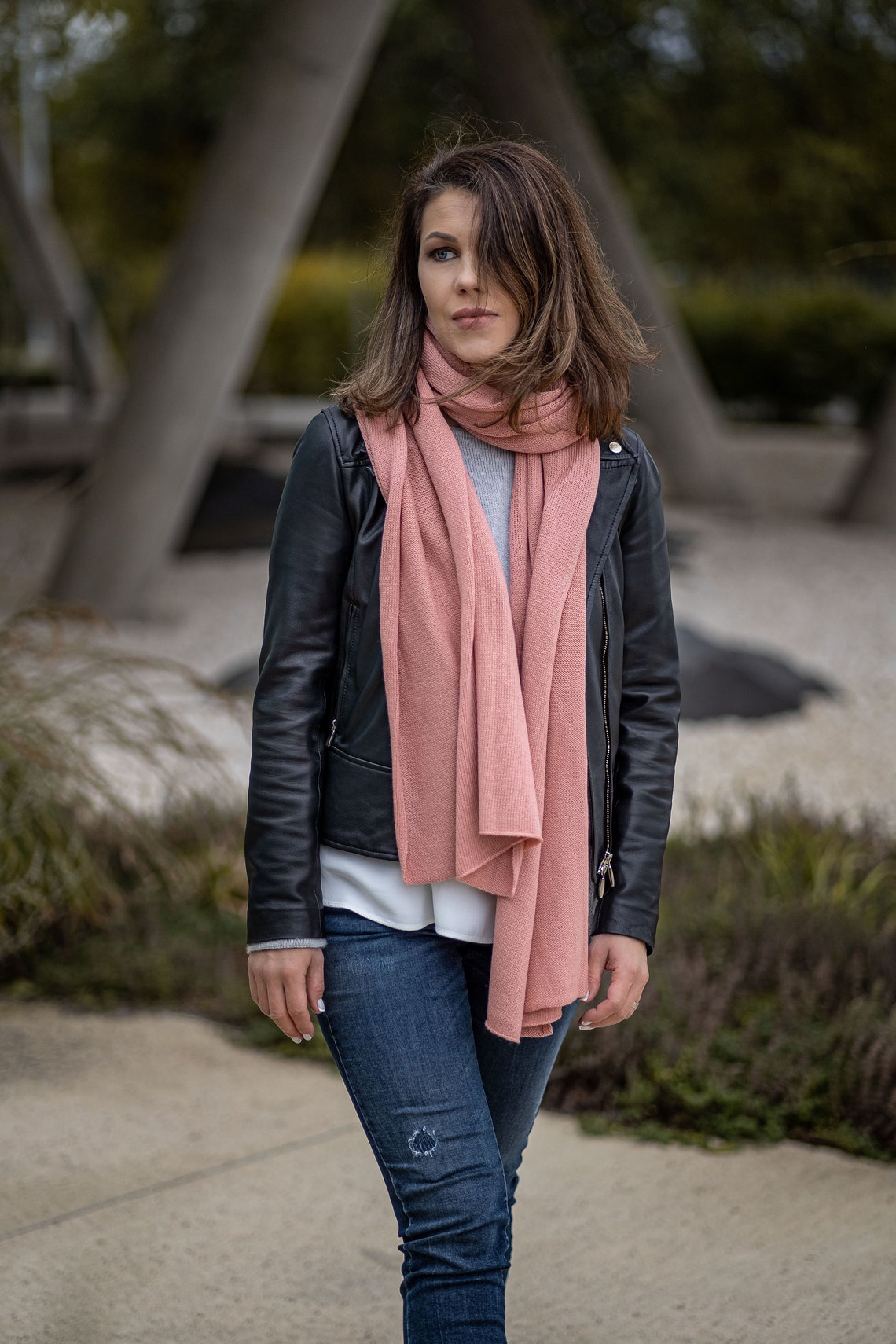 Pink cashmere blanket scarf for women luxury merino wool Etsy