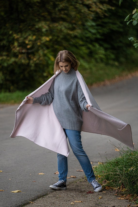 Merino Wool Blanket Pink Oversized 