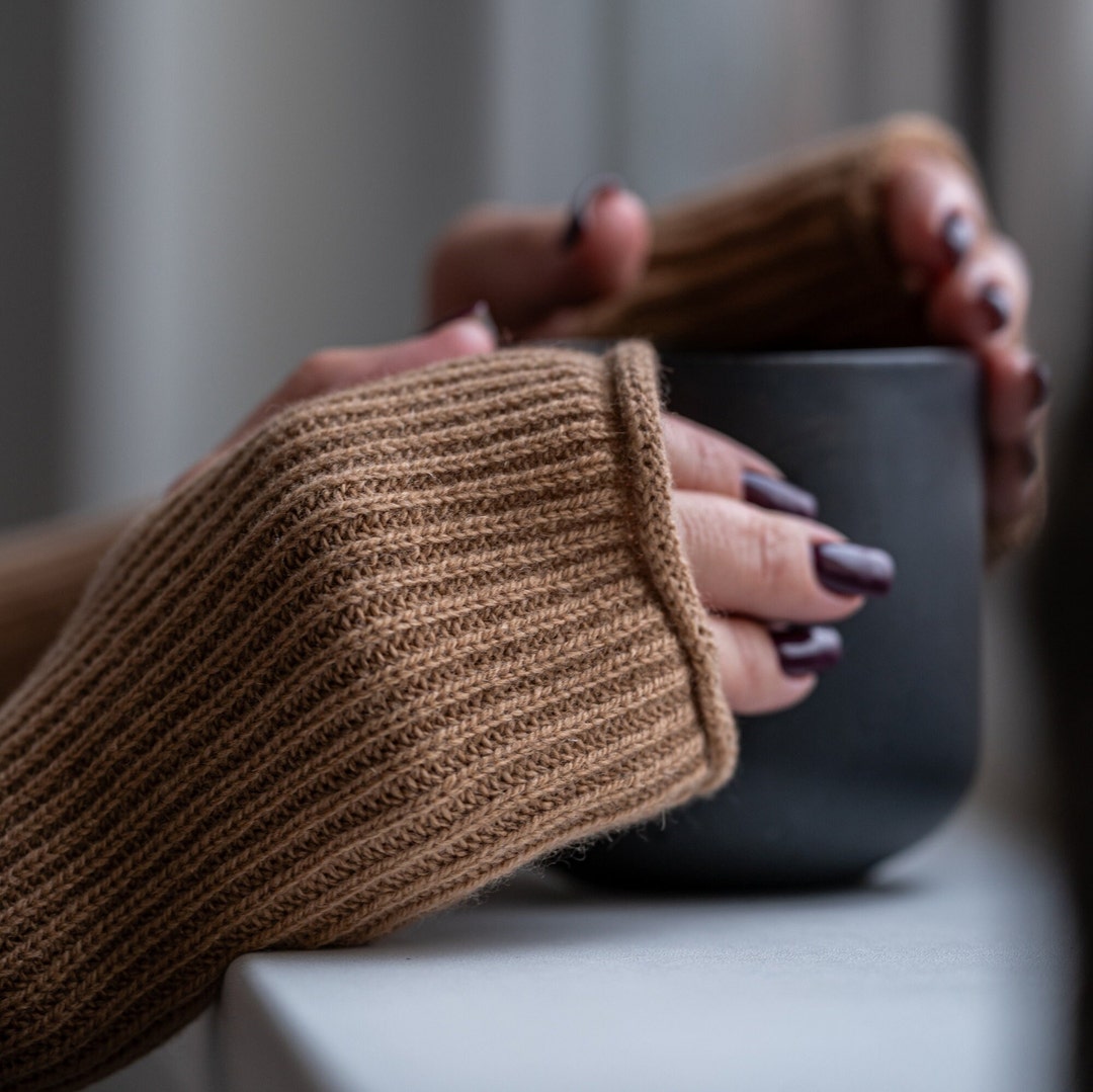 Gloves Cashmere Plain Knit - Camel main image 0