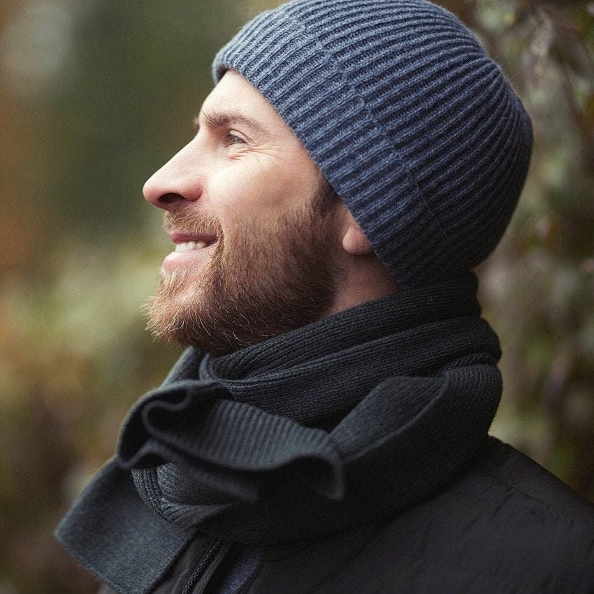 Maison Cashmere Fisherman Beanie – Made in Italy – NWT Cashmere Beanie for Men - Black | MaisonCashmere main image 4