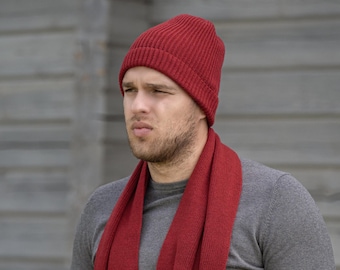 Aran Cable Knit Watchcap. Aran Tweed Handknit Hat. Wool