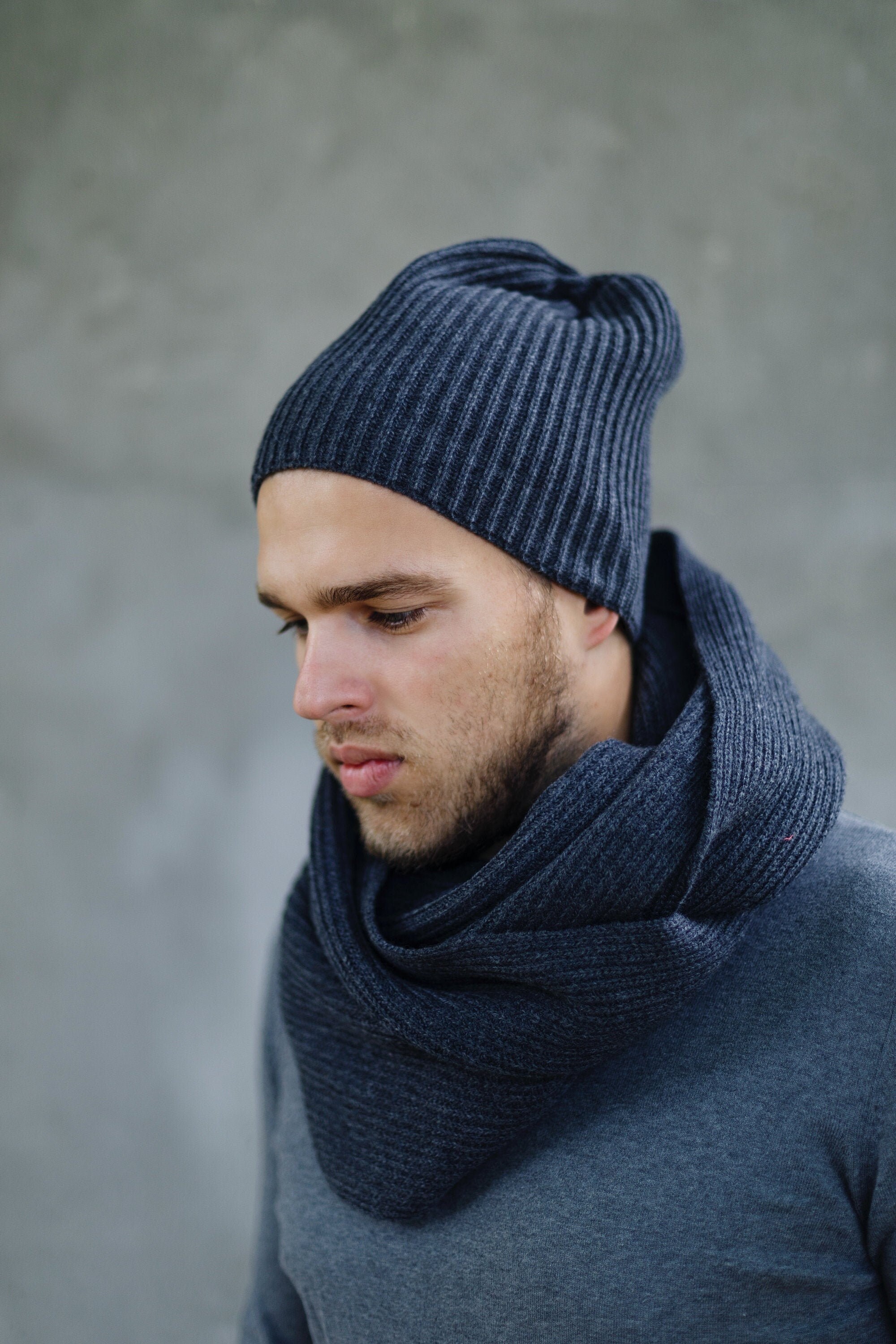 Chunky knit hat fisherman beanie knit bobble hat green Etsy