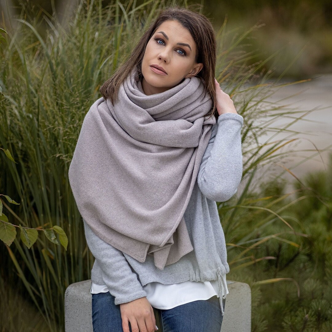 Ivory Cashmere Blanket Scarf Cashmere Wrap Plaid Blanket Etsy