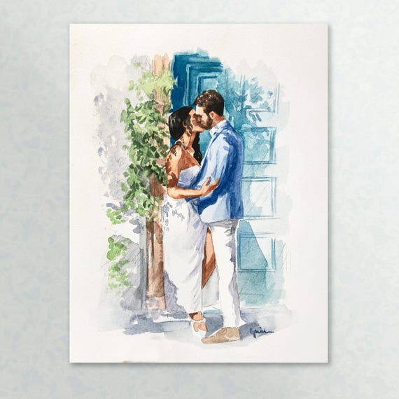 Custom Watercolor Portrait Painting From Photo, Hand-Painted Family Art