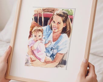 Personalized Hand-Painted Watercolor Gift for Mom: Custom Art From Photo