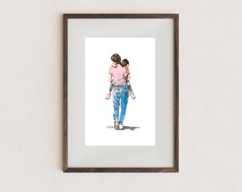 Mom Holding Girl Print