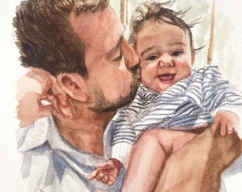 Hand-Painted Personalized Custom Watercolor Paintings for Dad, Mom, Baby, Home