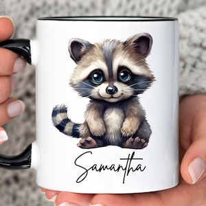 Raccoon Mug, Raccoon Gift, Custom Name Mug, Personalized Coffee Mug For Raccoon Lover, Cute Raccoon Cup, Custom Mug For Pet Lover