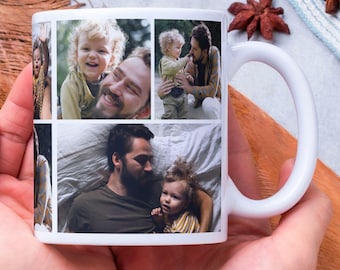 Taza con collage de fotos del Día del Padre, taza para papá, regalo para papá, regalo personalizado para papá, foto personalizada para papá, taza de café para papá, regalos de cumpleaños para papá, regalo para papá