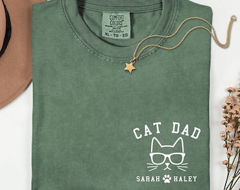 Comfort Colors® Custom Cat Dad Shirt, Personalized Cat Dad, Father's Day Gift for Him, Funny Cat Lover Shirt, Gift for Dad, Cat Parent Shirt