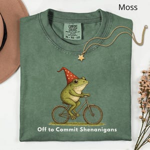 Comfort Colors® Off to Commit Shenanigans Shirt, Funny Frog Shirt, Cottagecore Frog Shirt, Wizard Frog Gift, Vintage Whimsical Aesthetic