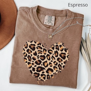 Leopard Heart Comfort Colors® Shirt, Valentine Heart Shirt, Animal Print Shirt, Heart Gifts for Women, Heart Love Shirt, Women Heart Shirt