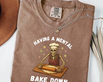 Comfort Colors® grappig Skeleton Baker-shirt, een mentaal bakshirt, cadeau bakkenliefhebber, Halloween-shirt bakken, shirt patissier