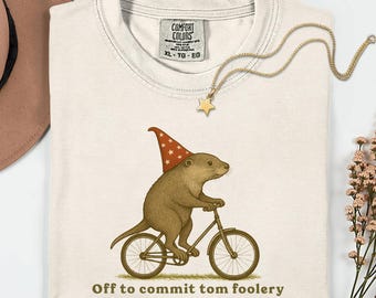 Comfort Colors® Funny Otter Shirt, Off to Commit Tom Foolery Shirt, Cottagecore Otter Shirt, Otter Lover Gift, Vintage Whimsical Otter
