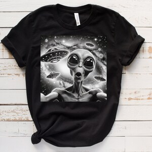 Alien shirt, shirt ufo, tshirt alien selfie, Galaxy Alien geschenken, shirt Alien Space, shirt buitenaards wezen, shirt grappig buitenaardse ontvoering