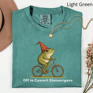 Comfort Colors® Off to Commit Shenanigans Shirt, Funny Frog Shirt, Cottagecore Frog Shirt, Wizard Frog Gift, Vintage Whimsical Aesthetic image 4