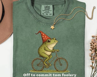 Comfort Colors® Off to Commit Tom Foolery Shirt, Funny Frog Shirt, Cottagecore Frog Shirt, Frog Lover Gift, Vintage Frog Whimsical Aesthetic