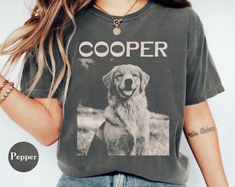 Comfort Colors® Custom Pet Vintage Photo Shirt, Personalized Pet Shirt, Custom Pet Picture Gift, Pet Memorial Gift, Dog Mom Gift, Dog Photo