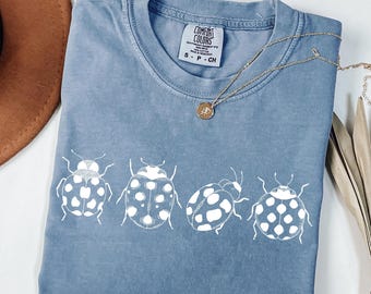 Comfort Colors® Marienkäfer Vintage Shirt, Marienkäfer Liebhaber Geschenk, süßes Käfer Shirt, Ästhetik Cottagecore Geschenk, Entomologie Shirt, Gartenarbeit Shirt
