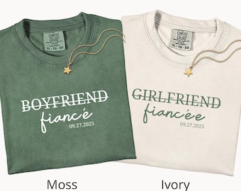 Comfort Colors® Custom Fiance and Fiancee Shirt, Personalized Engagement Shirt, Future Mr. and Mrs. Shirt, Matching Couples Gift for Fiancee