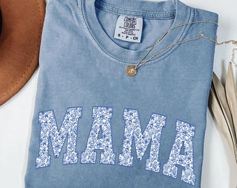 Comfort Colors® Toile Mama Shirt, Floral Mama Shirt, Gift for Mama, Mothers Day Gift, Baby Shower Gift, Pregnancy Reveal Gift for New Mom