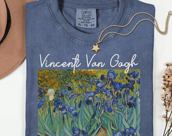 Camiseta Comfort Colors® de Van Gogh, camiseta con pintura de lirios, camiseta con arte floral vintage, regalo para artistas, camiseta de arte estético, regalo para amantes del arte para mujeres