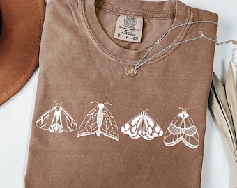 Comfort Colors® Moth Vintage Shirt, Moth Lovers Gift, Boho Cottagecore Shirt, Aesthetic Shirt, Retro Nature Insect Tee, Entomology Shirt
