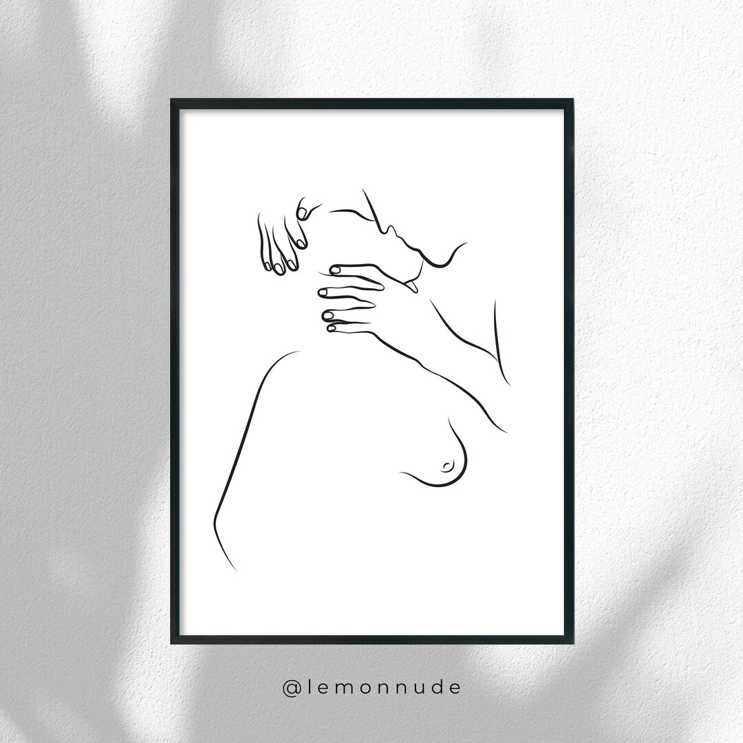 Neck Grabbing_Intimacy Sex Erotic Line Art Minimalism afbeelding