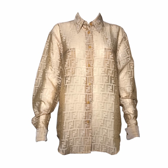 FENDI Vintage Monogram Sheer Blouse