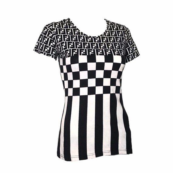 FENDI Vintage Zucca Monogram Striped Top
