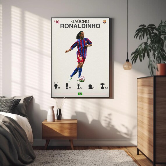 Ronaldinho Soccer Poster, Ronaldinho Wall Art, Soccer Legend Print