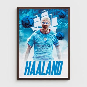 Erling Haaland Poster, Manchester City Poster, Soccer Gifts, Sports Poster, Football Player Poster, Soccer Wall Art, Sports Bedroom Posters