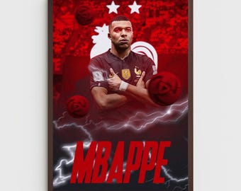 エムバペ直筆サイン入りデジタルプリント、フランスサッカーのサイン