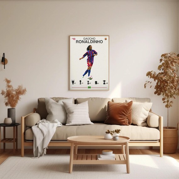 Ronaldinho Soccer Poster, Ronaldinho Wall Art, Soccer Legend Print