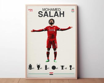 モハメド・サラーのプリント、スカンジナビアのサッカーアート（デジタルダウンロード）