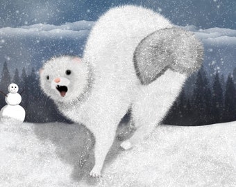 Leaping Ferret Art Print