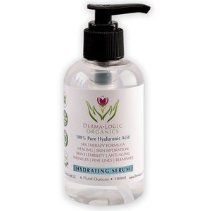 6 Ounce 100% Hyaluronic Acid Super Hydrating Serum | Dermatologist Recommended Professional Strength | DermaLogic™  Pump | Organic USA